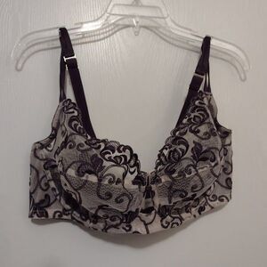 CACIQUE Women's Brown Underwire Lace Overlay Bra  Size 44DDD